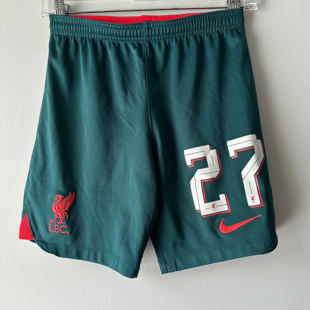 Nike Liverpool FC Kids Soccer Shorts Dri-Fit Green Number 27 Size M Football